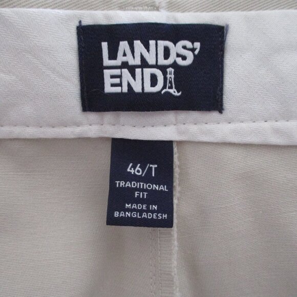 Lands' End Pleated Front Mens Oyster Cotton Expandable Short Pant NWOT- Size 46W - Picture 2 of 2